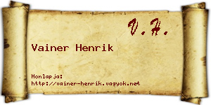 Vainer Henrik névjegykártya